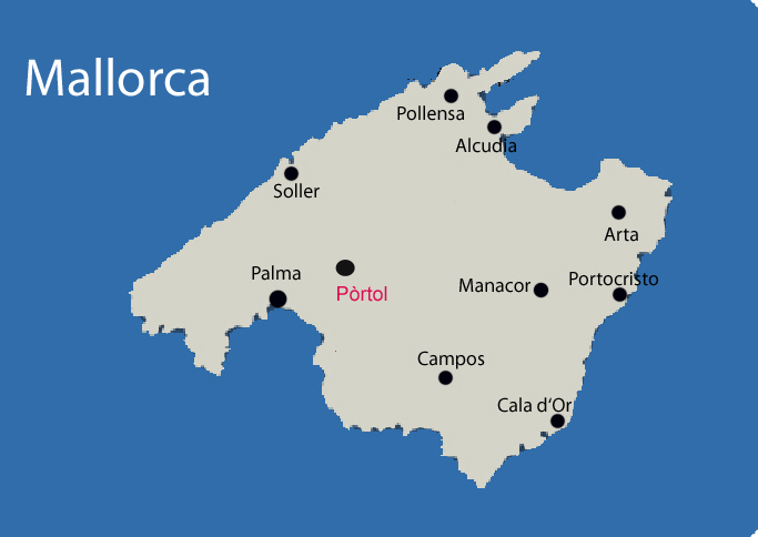 Karte von Mallorca mit Portol