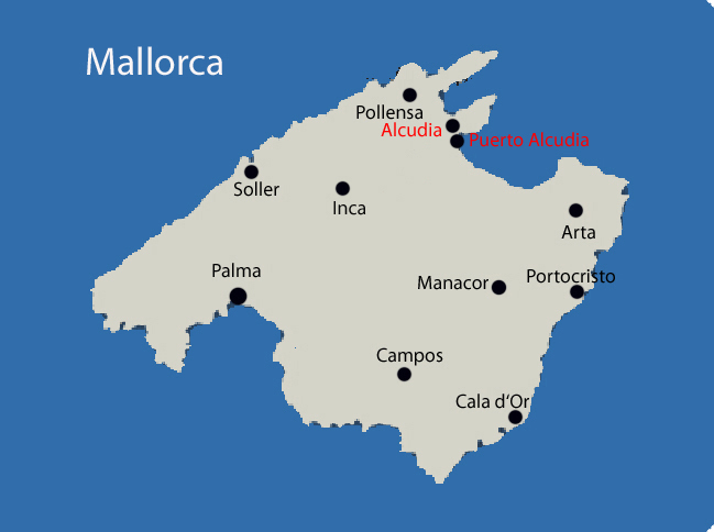 Puerto Alcudia auf der Mallorca Karte