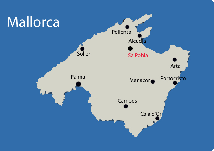 Sa Pobla auf der Mallorca Karte