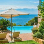 Villa Costa Brava CBV43555 Liegen und Sonnenschirm am Pool